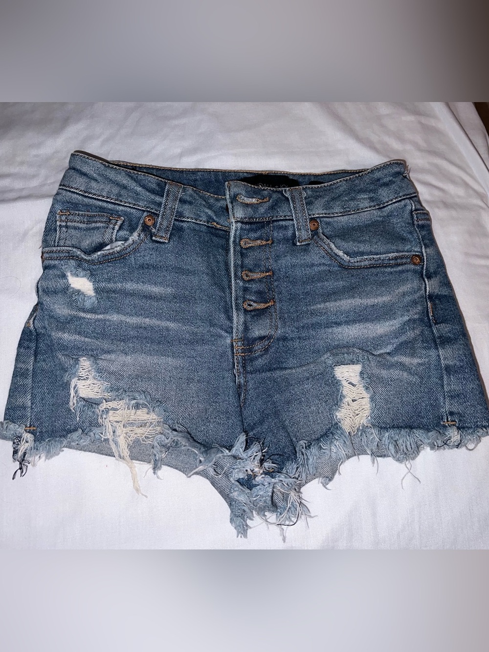 Kendall + Kylie Hipster Short XS 25 Blue Distressed Cut Off Denim Shorts Pockets
